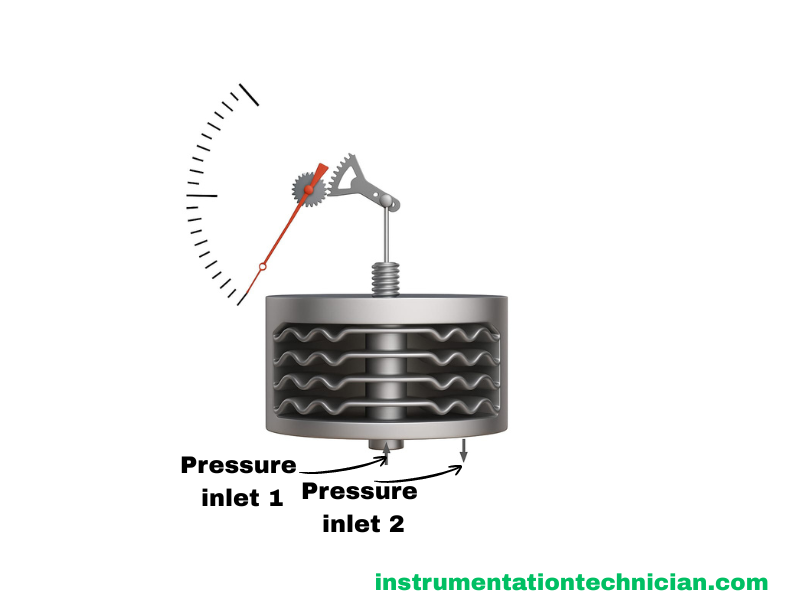 2D image जिसमें capsule pressure sensing element का basic structure understanding के लिए दिखाया गया है।
